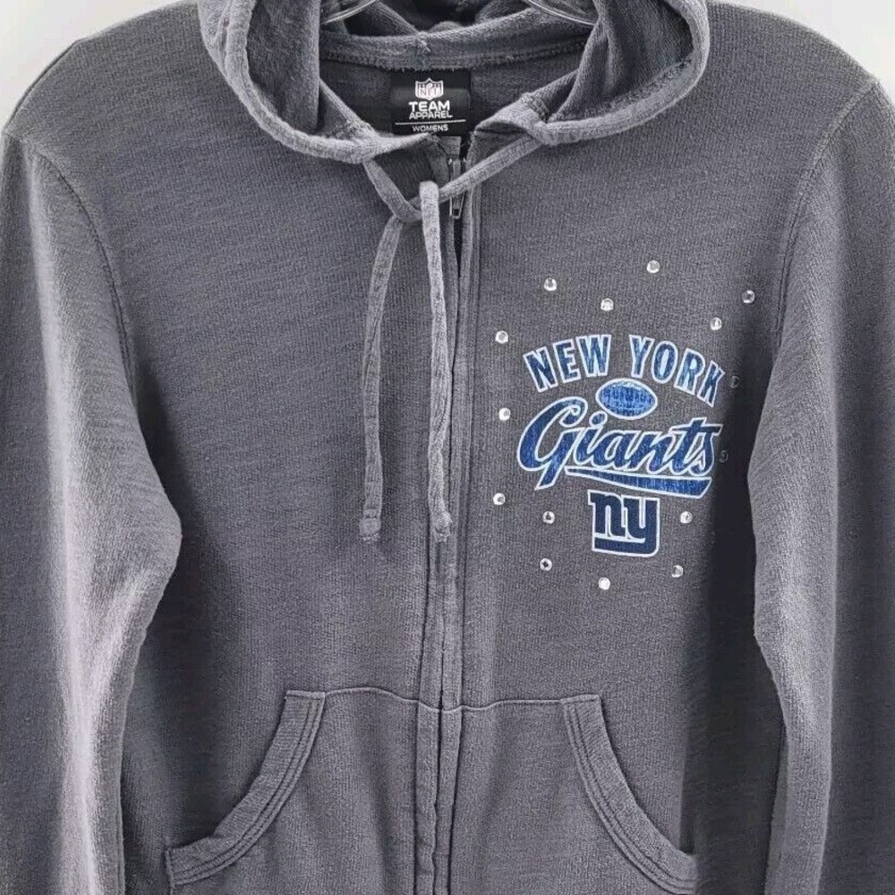 NFL New York Giants Full Zip Hoodie Rhinestone Accents Gray‎ Womens S
